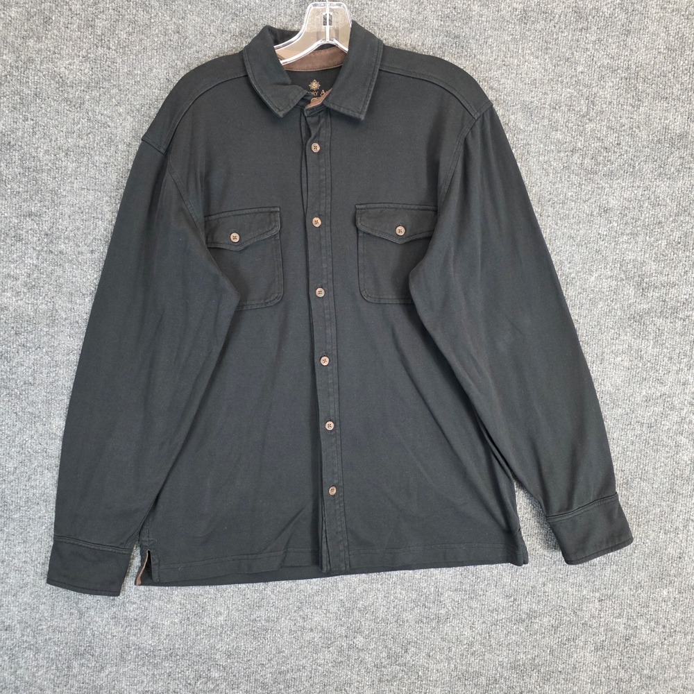 Territory Ahead Shirt Mens Medium Black Pima Cotton Long Sleeve Button Up Pocket